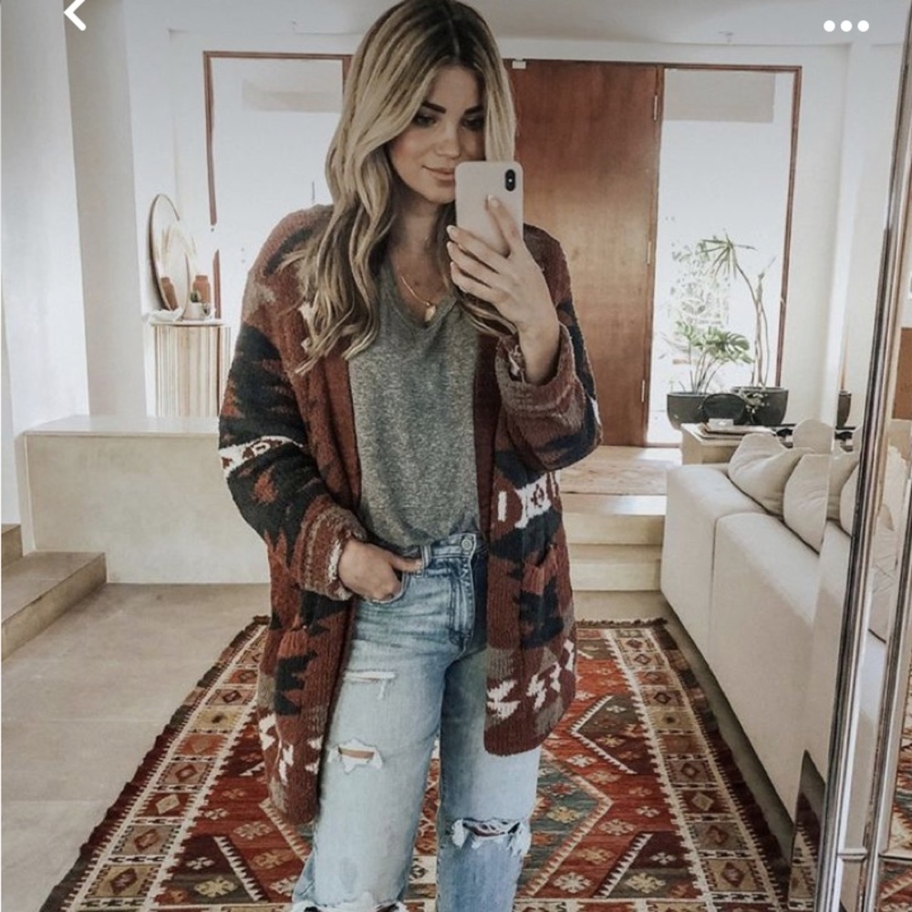 Brick Aztec sweater cardigan